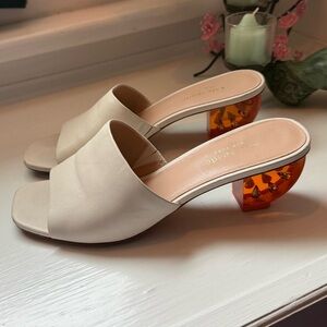 Kate spade ivory and orange citrus mules sandals heels